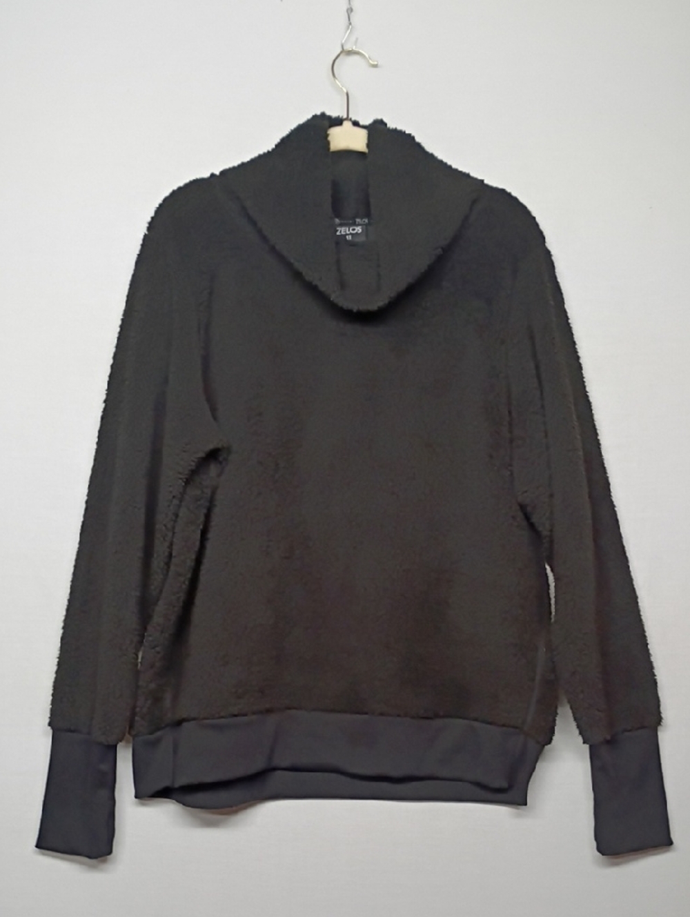 ZELOS Black Women's Cowl Neck Sherpa Sweater